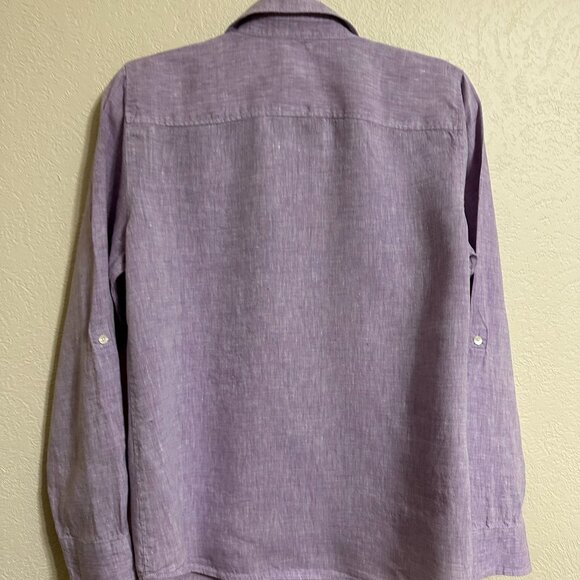 Talbots Lilac, 100% Linen, Button Down Shirt, Size M - Picture 2 of 16